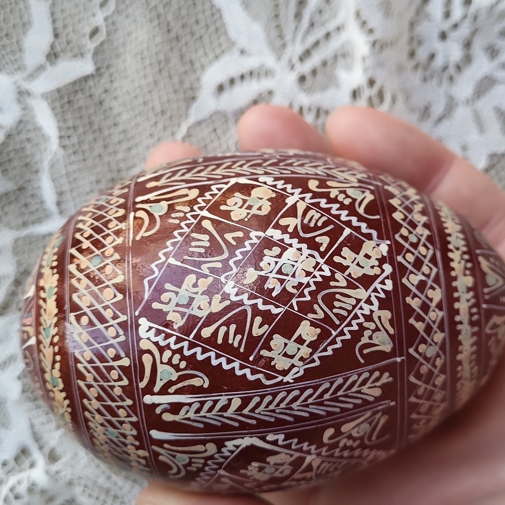 Vintage Ukrainian Pysanky Hand Painted Egg - Picture 8 of 8